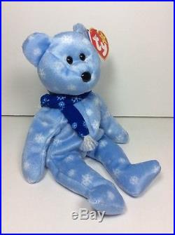 RARE ERRORS TY Beanie Babies Baby ICE BLUE SNOWFLAKE 1999 HOLIDAY TEDDY BEAR NWT