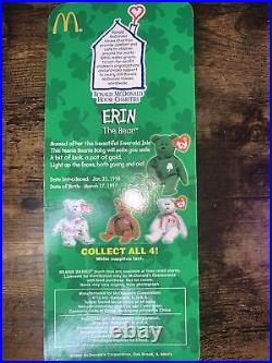 RARE Erin the Bear McDonald's retired beanie baby with tag errors MINT 1999