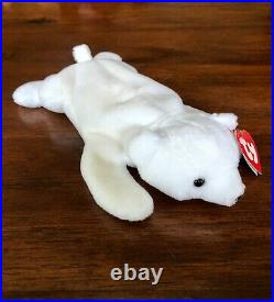 RARE/MINT Chilly the Polar Bear Ty Beanie Baby 3rd Gen Hang Tag / 1st Gen Tush