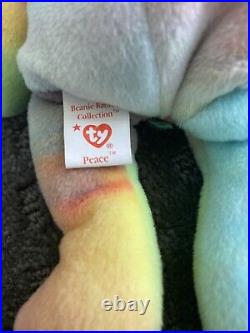 RARE PVC Beanie Baby Peace Bear 1996 Errors Style 4053 Mint Tags Retired