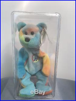 RARE Peace Bear Beanie Baby with Errors Rare Colors 1996 Original PVC