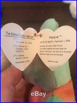 RARE Peace Ty Beanie Baby Original Collectible with Multiple Tag Errors! READ