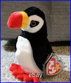 RARE RETIRED 1997 Ty Beanie Babies Puffer the Puffin MWBMTS & ERRORS