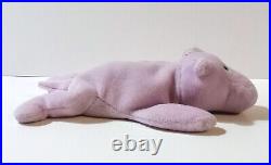 RARE RETIRED ORIGINAL Ty Beanie Baby Happy the Hippo PVC Style 4061 withERRORS