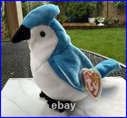 RARE RETIRED TY Beanie Baby Rocket the Blue Jay MINT CONDITION with TAG ERRORS