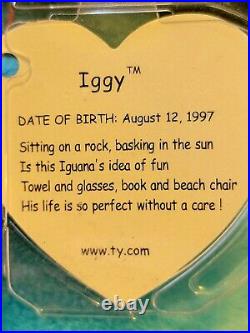 RARE Retired TY Beanie Baby Iggy The Iguana Born August 12, 1997