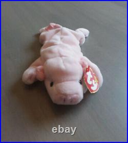 RARE! SQUEALER the Pig TY beanie baby. ORIGINAL 1993. Tag Errors. PVC (KR)