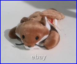 RARE TY Beanie Baby Babies SLY The Fox P. E. Pellets TAG ERRORS Mint Condition