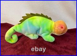 RARE TY IGGY The Iguana Beanie Baby with Tie-dye Fabric & TAG ERRORS (1997)