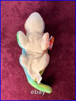 RARE TY IGGY The Iguana Beanie Baby with Tie-dye Fabric & TAG ERRORS (1997)