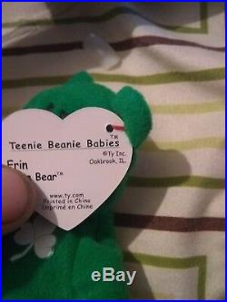 RARE TY McDonalds Teenie Beanie Baby Mini ERIN the Bear 1997 RETIRED WITH ERRORS