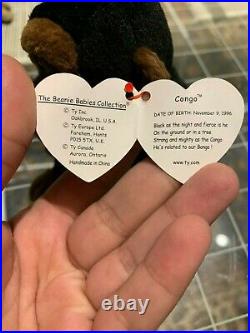 RARE TY Retired Beanie Baby CONGO 1996 with Tag ERRORS