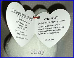 RARE TY Valentino Beanie Baby Bear Multiple Errors HANG TAG ERROR! Love Heart
