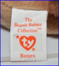 RARE Ty 4001 Bones Beanie Baby Tush Tag 1993 PVC Pellets Errors