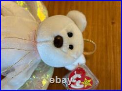 RARE Ty Beanie Babies 1998 Halo the Angel Bear. Brown Nose. Mint Condition
