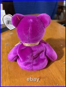 RARE Ty Beanie Babies Millennium Bear Plush Toy Purple