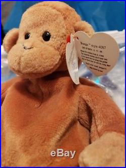 RARE Ty Beanie Babies Retired Pouch with BONGO SWING Tag Errors PVC 1ST EDITION