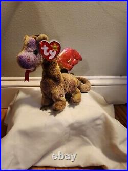 RARE Ty Beanie Baby 4210 Scorch The Dragon 1998 with tag errors