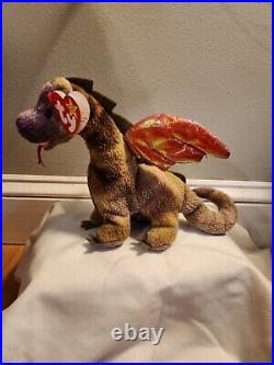 RARE Ty Beanie Baby 4210 Scorch The Dragon 1998 with tag errors