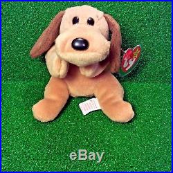 RARE Ty Beanie Baby BONES 1994 Retired PVC Plush Toy Dog With Tag Errors MWMT