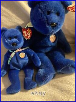 RARE Ty Beanie Baby Babies Fuzzy Version Clubby Bear and Buddy 1998