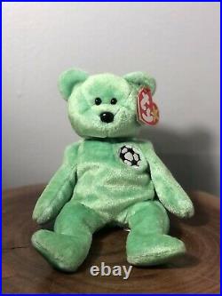 RARE Ty Beanie Baby Kicks the Soccer Bear Missp. Oak Brook Mismatch 98/99