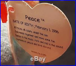 RARE Ty Beanie Baby Peace Bear with tag errors
