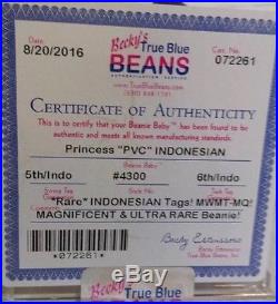 RARE Ty Beanie Baby Princess Diana Indonesia PVC. Authenicated