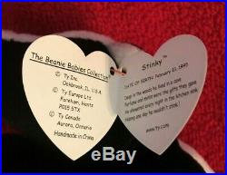 RARE Ty Beanie Baby Stinky the Skunk DOB Feburary 13 1995 Tag Errors