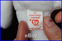 RARE Ty Beanie Baby VALENTINO Retired 1993/94 with5 tag errors, PVC, BROWN NOSE
