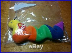 RARE Ty Inch Inchworm Beanie Babies Baby 1995 Pvc Pellets Style 4044 Swing Tag