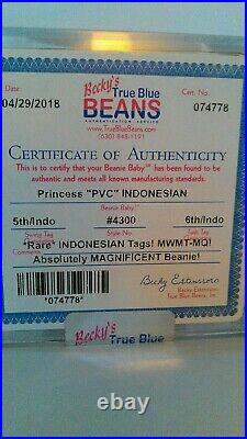 RARE Ty Princess Diana Authenticated Beanie Baby, Indonesia, PVC