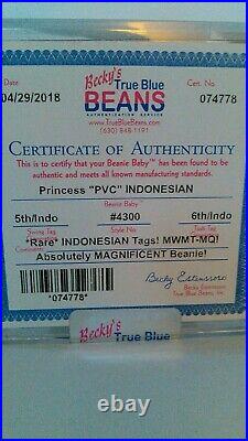 RARE Ty Princess Diana Authenticated Beanie Baby, Indonesia, PVC