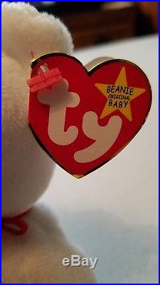 RARE! Ty Valentino Beanie Baby Bear with Brown nose and 17 ERRORS