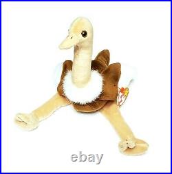 RARE VINTAGE TY Beanie Baby Stretch The Ostrich Retired 1997 ERRORS