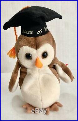 RARE VINTAGE TY Beanie Baby Wise the Owl Class of 1998 with errors collectible