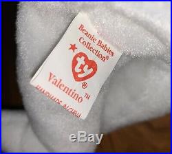 RARE Valentino Ty Beanie Baby 1994 with Hang Tang Errors, PVC, Brown Nose Error