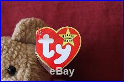 RARE WITH MULTIPLE FACTORY ERRORS Ty Beanie Baby Curly the Bear PVC PELLETS MINT