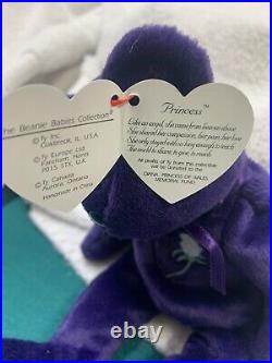 RARE ty Beanie Baby PRINCESS DIANA the Purple Teddy Bear MINT Condition