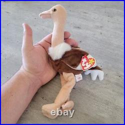 RARE ty beanie baby Stretch The Ostrich 1997 with tag ERRORS