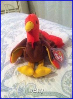 RETIRED RARE GOBBLES 1996 Ty Beanie Baby Swing Tag 2 Errors
