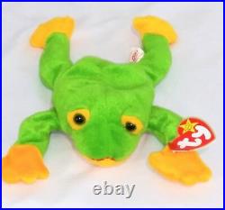 RETIRED Ty Beanie Baby SMOOCHY FROG P. V. C. ERRORS With Tags RARE MINT