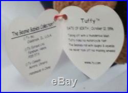 RETIRED Ty Beanie Baby TUFFY Dog ERRORS With Tags RARE MISPLACED NOSE