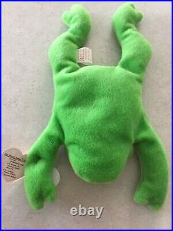 RETIRED and RARE Ty Beanie Babies LEGS The Frog with ERRORS and TAG