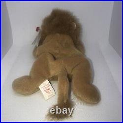 ROARY the LION Ty Beanie Baby 1996 ERRORS & PVC Pellets Rare & Retired