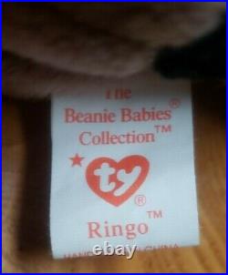 Rare -1995 Ringo TY Original Beanie Baby With Tag Errors- Hand Written Stamp & PVC