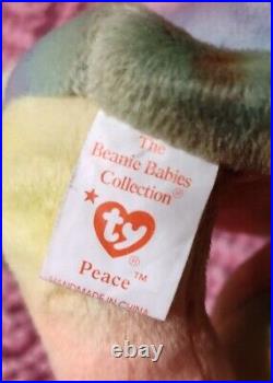 Rare 1996 Original Peace Bear Ty Beanie Baby