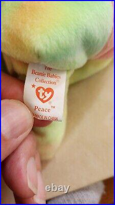 Rare 1996 PEACE BEAR Beanie Baby with ERRORS Retired Original EXCEPTIONAL COND
