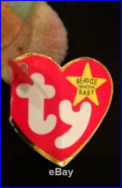 Rare 1996 Peace Bear original Ty Beanie Baby with multiple tag errors