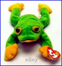 Rare 1997 TY Beanie Babies Smoochy the frog with ERRORS